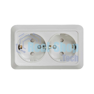 Розетка 2-м BOLLETO защ. шторки с заземл. накл. 7128х белый ASD/IN HOME 4690612000961
