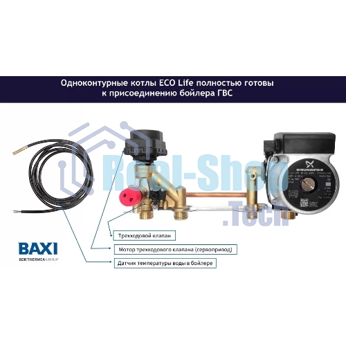 Котел газовый BAXI ECO LIFE 1.24F настен, 24 кВт, одноконтурный, с закрыт. кам. сгор.
