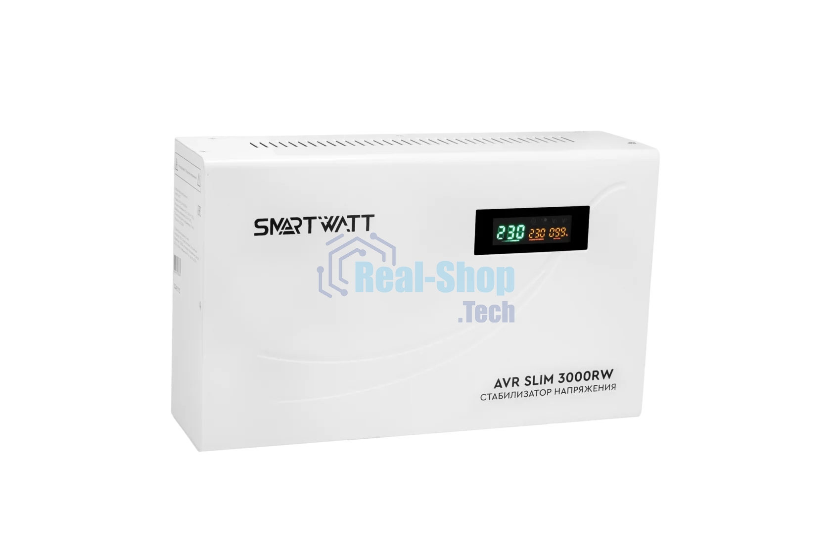 Настенный стабилизатор напряжения SMARTWATT AVR SLIM 3000RW (100W - 260W, 3000VA, 3 кВт, 50 Гц, LED-дисплей, релейный, Н