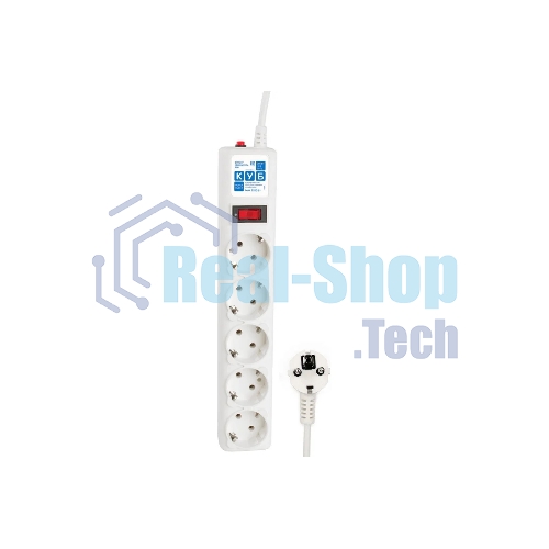 Фильтр-удлинитель, PC 0,5 м 5 р, бел. 10А, SPG-B-0,5M-WHITE