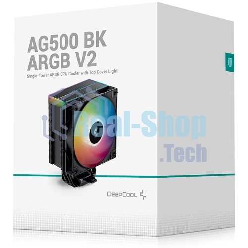Кулер для процессора DEEPCOOL AG500 BK ARGb V2 черный 120мм алюминий+медь 1900rpm 29.4db 40pin 240W 160мм