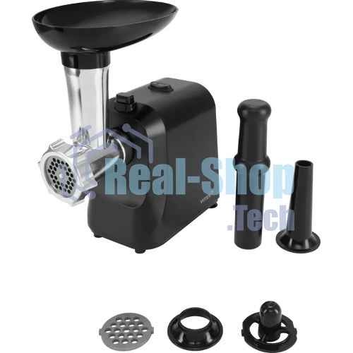 Мясорубка электрическая Vitek VT-MG3600 черный, 1800 Вт, 1.6 кг/мин, реверс, защита от перегрузки, насадки - 4