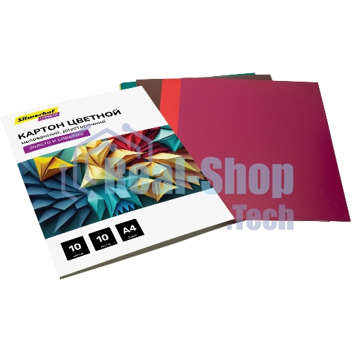 Картон цветной Silwerhof мелованный, 10л. 10цв. A4 Create 240г/м2 папка