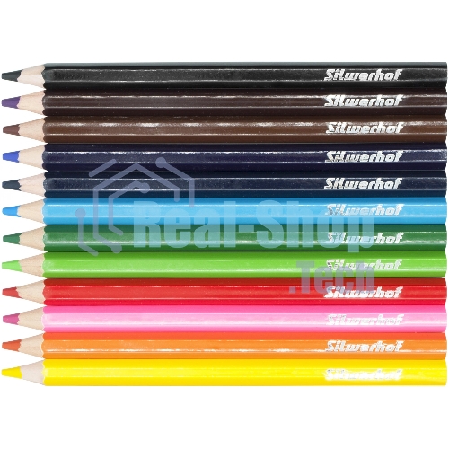 Карандаши цветные Silwerhof Create Jumbo 6мм, шестигранный профиль, дерево, ассорти, 12 цветов, коробка с европодвесом