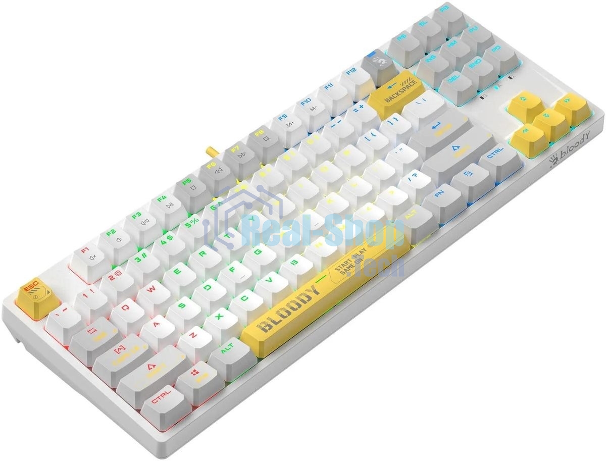 Клавиатура проводная A4Tech Bloody S87 Energy (S87 USB ENERGY WHITE) USB белый/желтый