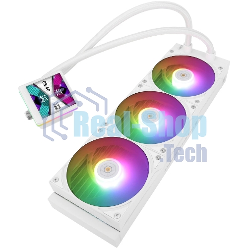 Водяное охлаждение для процессора Thermalright Grand Vision 360 (360mm, LED, White, ARGB/Fans: 3x120mm, 80.45CFM, 29.4dBA, 2150RPM/Pump height 72.5mm, 6400RPM, Rad thickness 27mm/S: 1700, 1200, 1851, 115X, 2011, 2066, AM5, AM4)