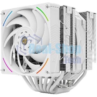 Кулер для процессора Thermalright Royal Pretor 130 Ultra White (4-pin PWM, 158mm, Ni/Cu, 7x6mm, 1x120mm ARGB +1x130mm, 69CFM/81.88CFM, 27dBA/28.3dBA, 2150RPM/1750RPM, S: 1200, 1700, 1851, 115X, 2011, 2066, AM4, AM5, white)