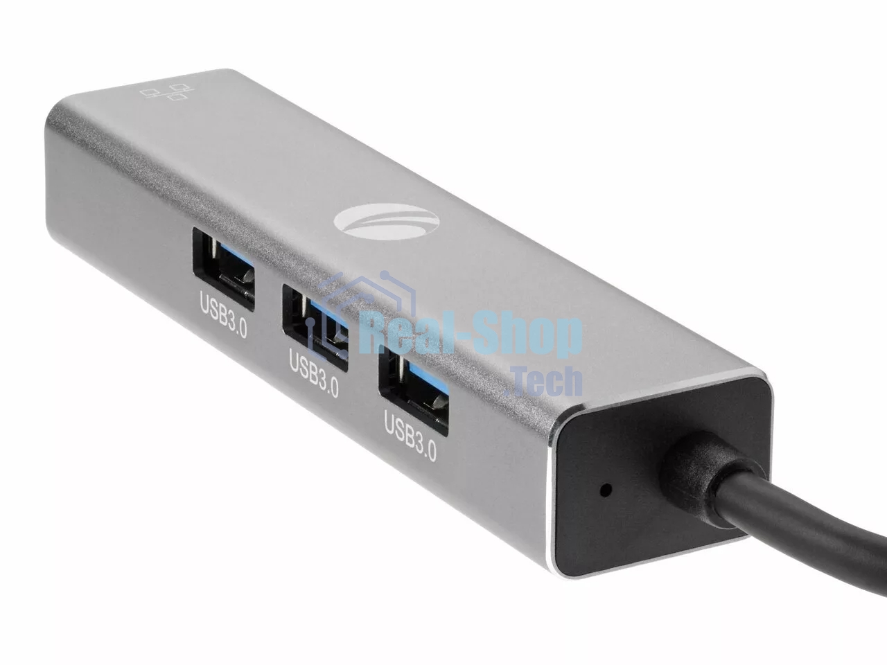 Переходник VCOM USB 3.0 -->RJ-45 1000Mbps+3 USB3.0, Aluminum Shell, 0.2м DH312A