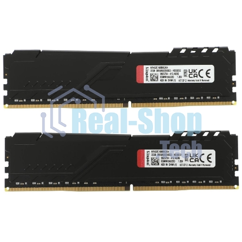 Оперативная память Kingston Fury Beast, DDR4, 64GB (2x32GB), 3200MHz, CL16, DIMM, черный