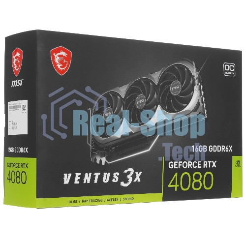 Видеокарта MSI RTX4080 VENTUS 3X E OC 16GB GDDR6X 256bit 2xDP 2xHDMI 3FAN RTL