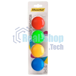 Магнит Silwerhof Classic для досок пластик ассорти d40мм круглый (упаковка: 4шт)