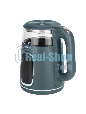 Электрочайник Centek CT-0052 зеленый, 1.7 л, 2200 Вт, скрытый нагревательный элемент, поддержание температуры