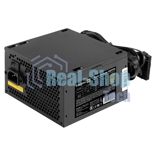 Блок питания 450W ExeGate 80 PLUS Bronze 450PPH (ATX, APFC, КПД 88% (80 PLUS Bronze), 12cm fan, 24pin, (4+4)pin, 2xPCI-E, 3xSATA, 3xIDE, черный, Color Box)