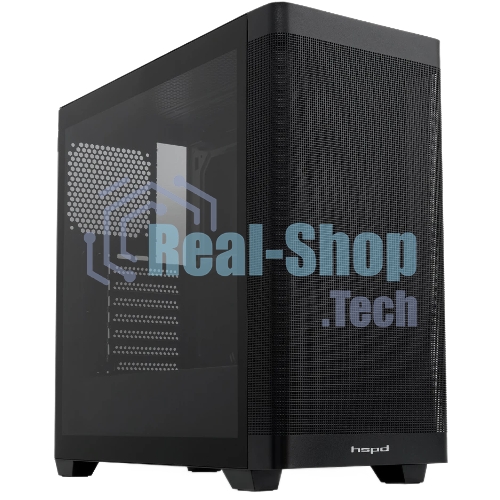 Компьютерный корпус без блока питания Case HSPD M740, Mesh Mid Tower, черный, TG, 0.6 SPCC, no fans, E-ATX, ATX, mATX, mITX, 170/400/200мм, 4x2.5
