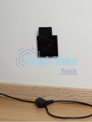 Розетка 1-местная IEK BRITE РСбш10-3-БрЧ (BR-R16-16-K02) с заземлением, с защитными шторками и крышкой, 16А, IP20, черный