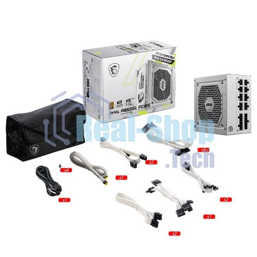Блок питания MSI MAG A850GL PCIE5 WHITE, 850W, 80 PLUS Gold, полностью модульный, ATX 3.0, PCIE5, RTL белый