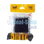 Розетка 1-местная IEK BRITE РСбш10-3-БрЧ (BR-R16-16-K02) с заземлением, с защитными шторками и крышкой, 16А, IP20, черный