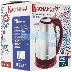 Чайник электрический ВАСИЛИСА ВА-1021 нерж. красный: 1500 Вт, 1.8 л (12)