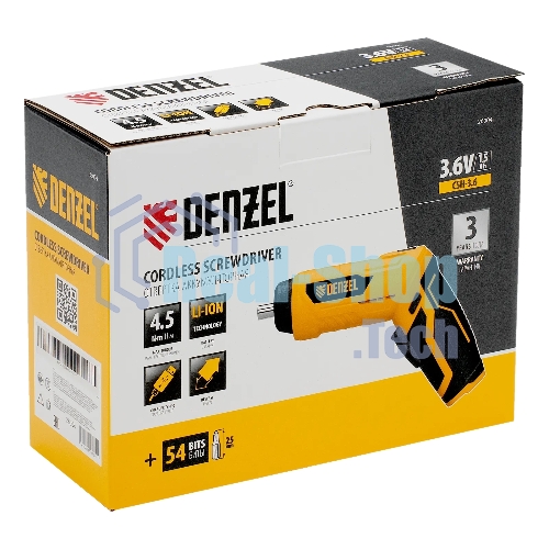 Отвертка аккумуляторная Denzel CSH-3.6, 54 биты, Li-Ion, 3,6 В