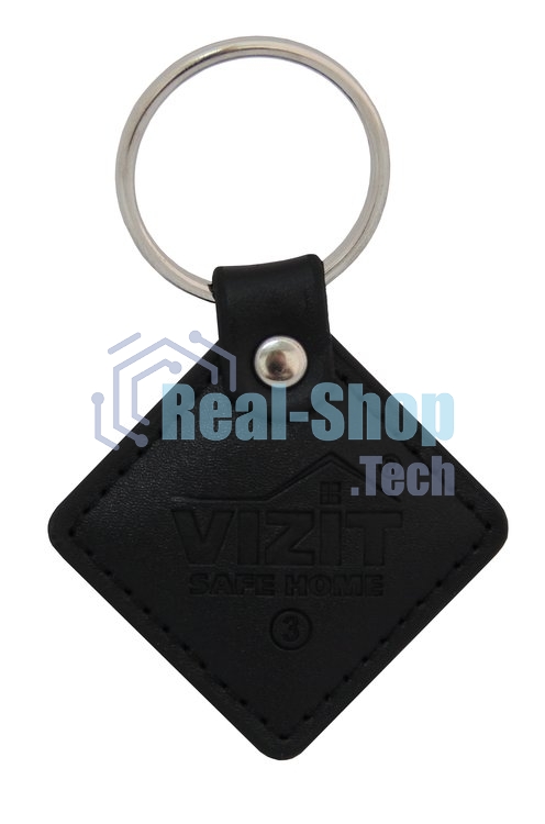 Ключ VIZIT RF3.2 Черный (RFID-13.56 МГц). Кожаный брелок с тиснением логотипа, черный. Встроенная защита от несанкционированного копирования. Используется совместно с модификациями блоков вызова и контроллеров ключей, имеющих в наименовании литеру - F.