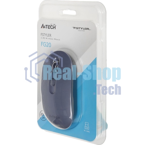 Мышь беспроводная A4Tech Fstyler FG20 пепельный/синий, 2000 dpi, радиоканал, USB, кнопки - 4