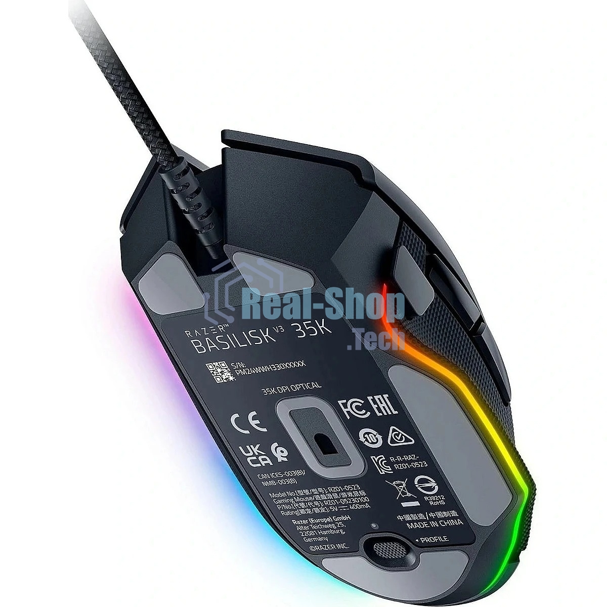 Мышь проводная Razer Basilisk V3 35K черный, 35000 dpi, USB, кнопки - 11