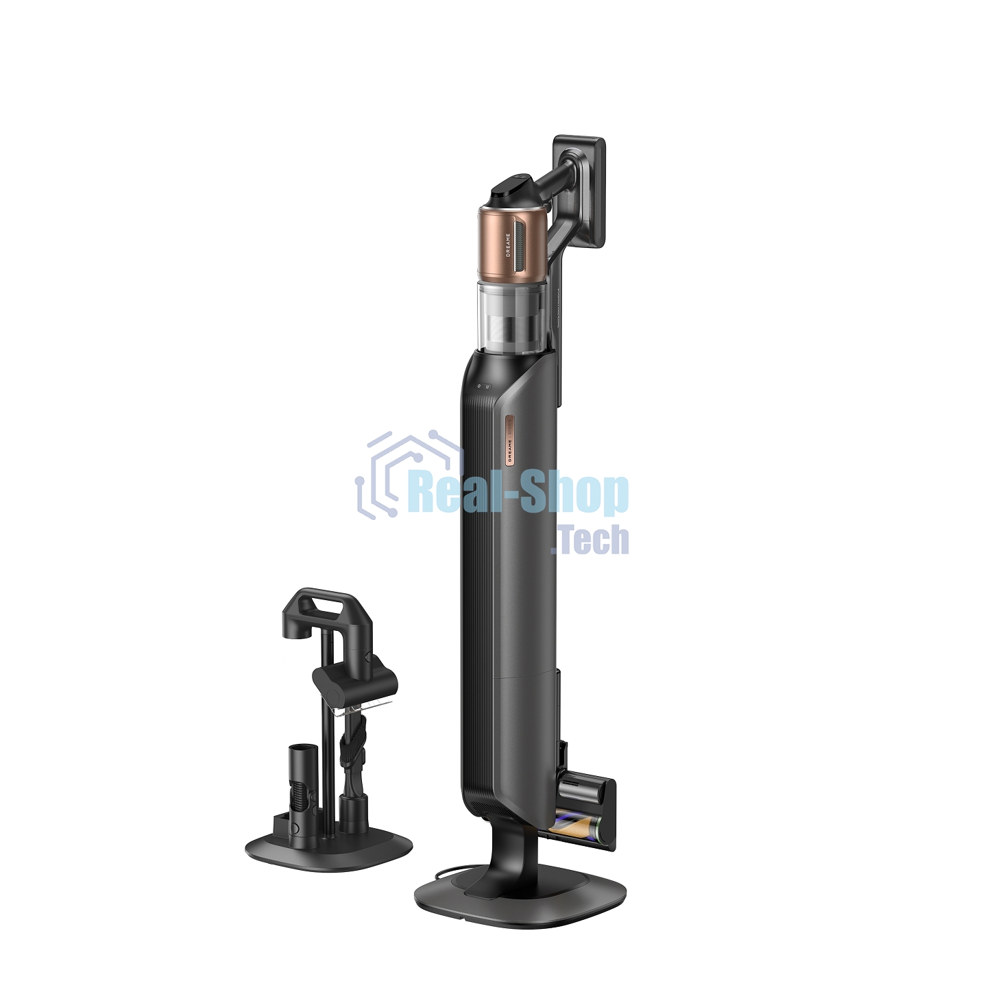 Пылесос вертикальный Dreame Cordless Vacuum Cleaner Z20AquaCycle Station черный/золотистый, питание от аккумулятора, 250 Вт, уборка влажная/сухая, пылесборник 0.6 л