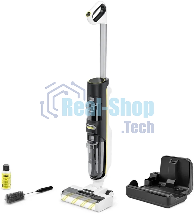 Пылесос вертикальный моющий Karcher FCV 4 Dry белый/черный, питание от аккумулятора, 180 Вт, уборка влажная/сухая, пылесборник 0.45 л
