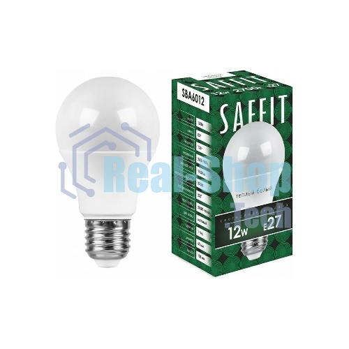 Лампа светодиодная SAFFIT SBA6012 (55007) 12Вт Е27 теплый