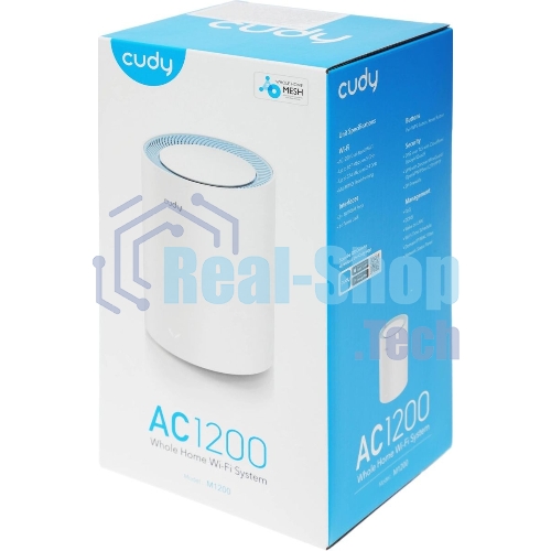Бесшовный Mesh роутер Cudy M1200(1-Pack) AC1200 10/100BASE-TX белый