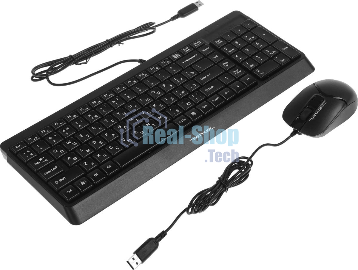 Комплект клавиатура+мышь A4Tech FStyler F1512 проводной, USB, 1200 DPI, черный