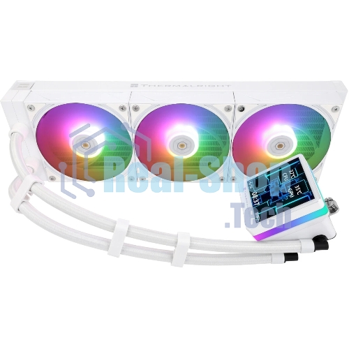 Водяное охлаждение для процессора Thermalright Grand Vision 360 (360mm, LED, White, ARGB/Fans: 3x120mm, 80.45CFM, 29.4dBA, 2150RPM/Pump height 72.5mm, 6400RPM, Rad thickness 27mm/S: 1700, 1200, 1851, 115X, 2011, 2066, AM5, AM4)