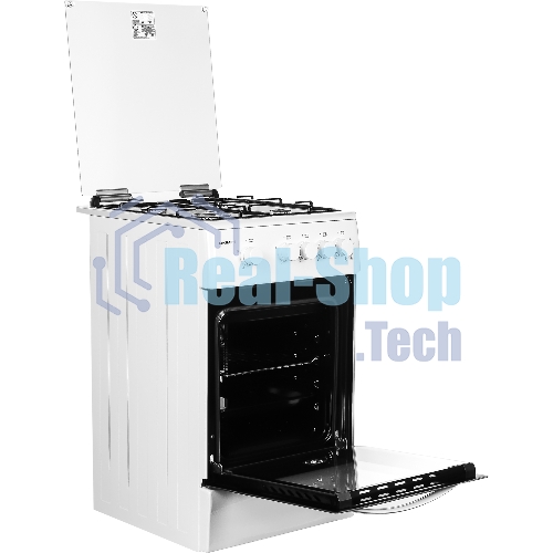 Плита газовая Kraft KF-FSK5404AGWG белый, конфорок 4 газовых, духовка 58 л, 50 см x 87 см x 63 см