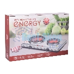 Плита настольная электрическая Energy EN-911 серебристый, 2,1 кВт, ТЭН, конфорки - 2, стеклокерамика, поворотные переключатели