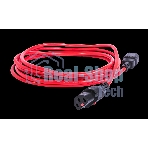 Шнур питания с фиксатором REM IEC 60320 C13/IEC 60320 C14, 10 А/250 В (3 * 1,0), 3 м, красный R-10-Cord-C13-C14-3-Red