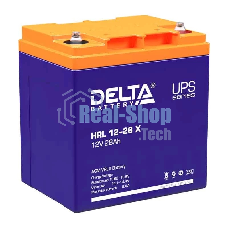 Аккумуляторная батарея Delta HRL 12-26 X напряжение 12В, емкость 28А·ч (165х125х175мм)