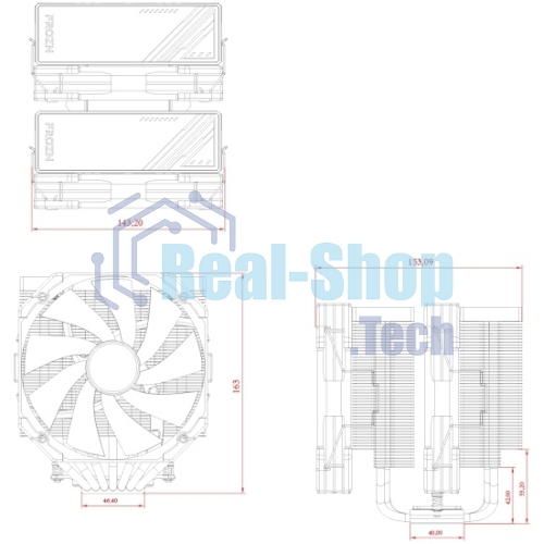 Устройство охлаждения(кулер) ID-Cooling Frozn A720 черный 140мм алюминий+медь 2000rpm 33.5db 4-pin 300W 163мм