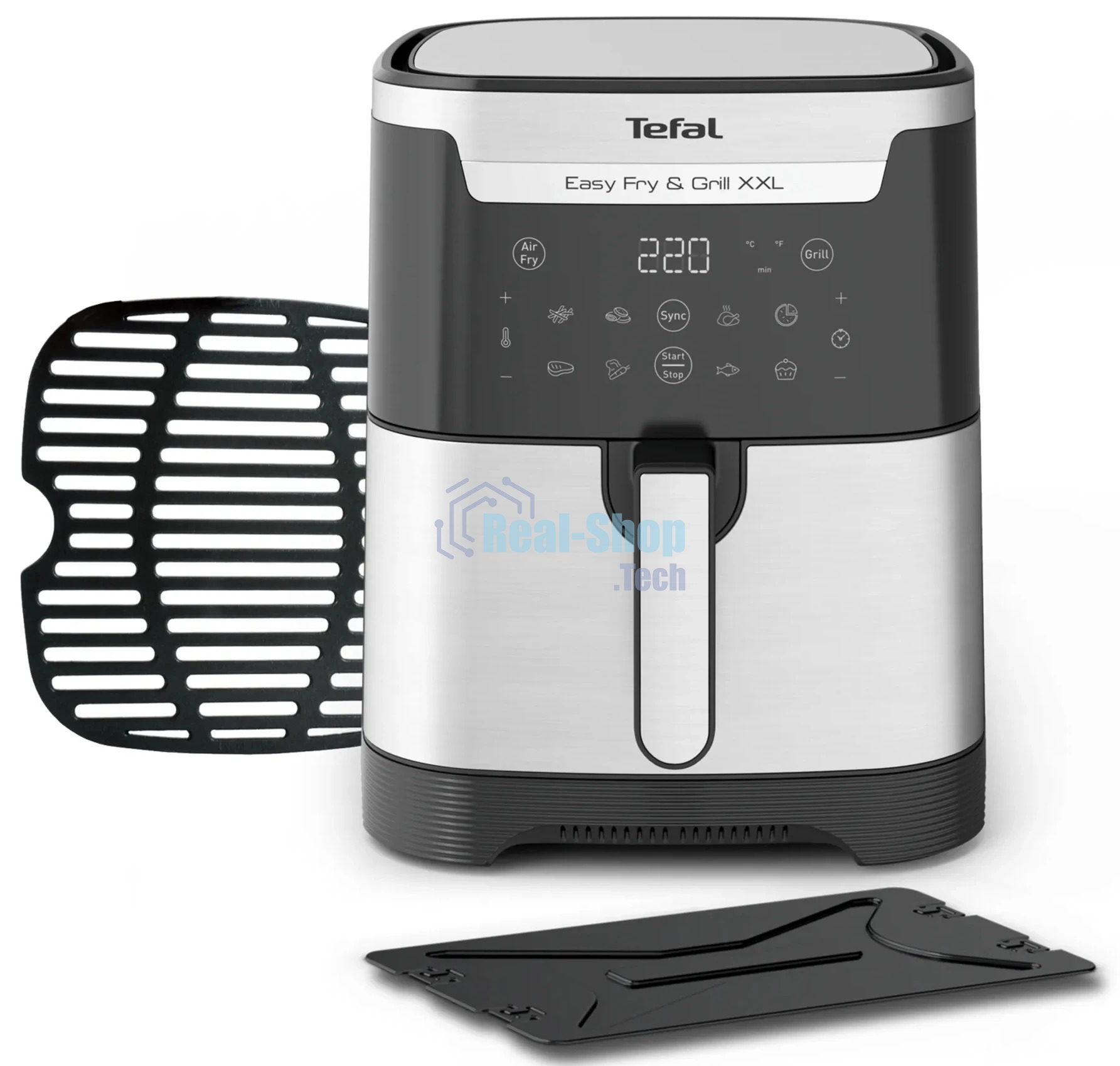 Аэрогриль Tefal Easy Fry & Grill XXL Inox EY801D15 черный, 1830 Вт, 6.5 л, сенсор, 9 программ