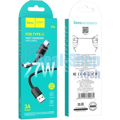 Кабель Hoco X96 Hyper 27W TYPE-C USB (m)-USB Type-C (m) 1м черный коробка