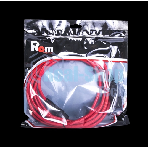 Шнур питания с фиксатором REM IEC 60320 C13/IEC 60320 C14, 10 А/250 В (3 * 1,0), 3 м, красный R-10-Cord-C13-C14-3-Red