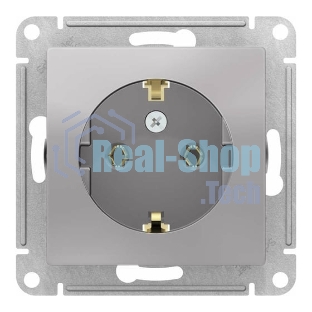Механизм розетки 1-м СП AtlasDesign с заземл. 16А алюм. SchE ATN000343