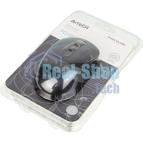 Мышь беспроводная A4Tech Fstyler FG10S черный/серый, 2000 dpi, радиоканал, USB, кнопки - 4