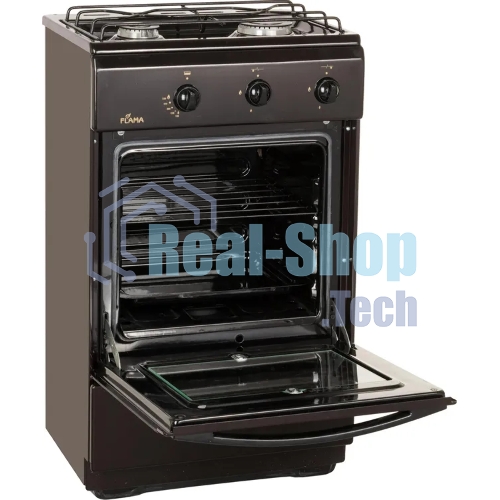 Плита газовая Flama CG 3202 B коричневый, конфорок 2 шт, духовка 30 л, 50 см x 85 см x 35 см
