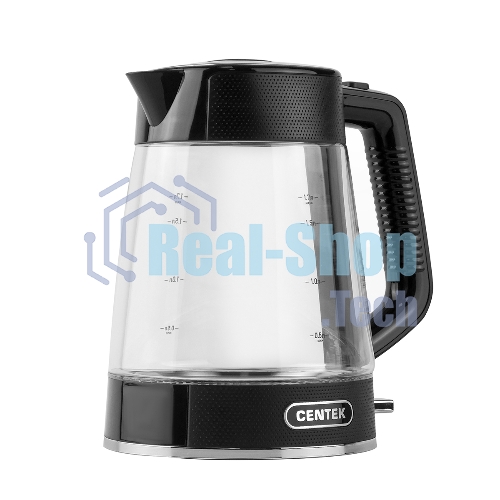 Чайник электрический Centek CT-1014 черный стекло 1.7 л, 2200 Вт, LED, Защита от перегрева, STRIX контроллер