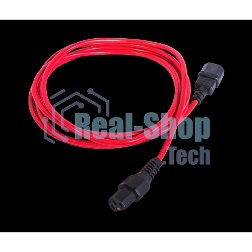 Шнур питания с фиксатором REM IEC 60320 C13/IEC 60320 C14, 10 А/250 В (3 * 1,0), 3 м, красный R-10-Cord-C13-C14-3-Red
