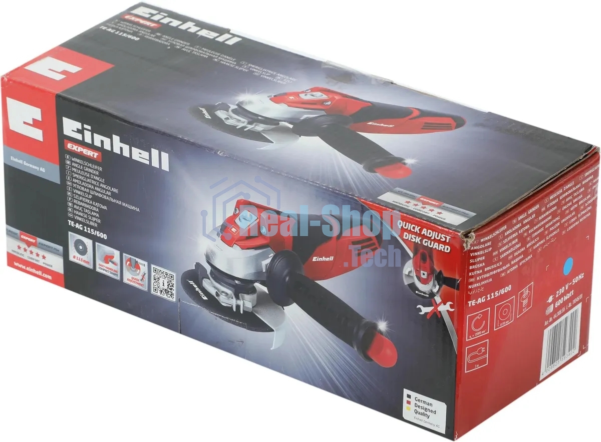Угловая шлифовальная машина Einhell TE-AG 115/600 600Вт 12000об/мин рез.шпин.:M22.2 d=115мм (4430855)