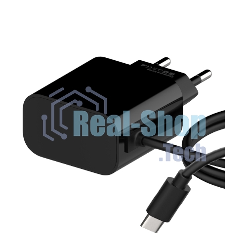 Сетевое зарядное устройство Maxvi CHL-240T 2.4A, with Type-C cable, черный