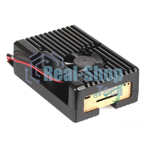 Корпус Qumo Aluminum case with black fan, Raspberry Pi 4, black(RS022)