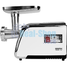 Мясорубка электрическая Centek CT-1602 Juice белый, 2000 Вт, 2.0 кг/мин, реверс, защита от перегрузки, металлический лоток, насадки - 5