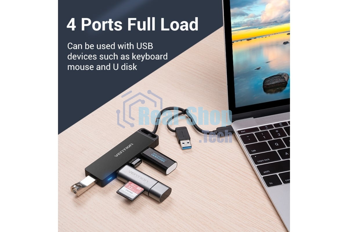 Концентратор Vention CHTBB, USB/USB Type-C, USB, USB